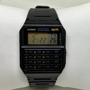 Casio CA-53W Digital Calculator watch 35mm alarm chrono WR black resin running